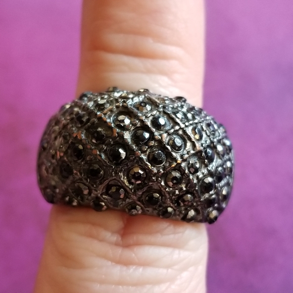 Black rhinestones stretch ring dark copper bronze color - Picture 8 of 8
